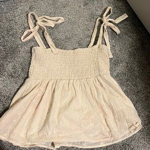 Pink lily eyelet tank top